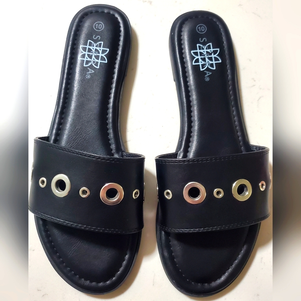 Serra Black Slide Sandals Women's Size 10 NEW